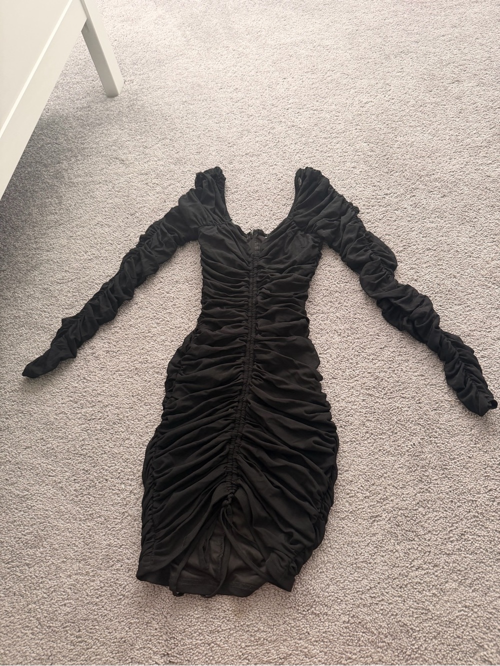 Windsor Black Ruched Long Sleeve Bodycon Dress